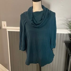 Blue flowy poncho style sweater